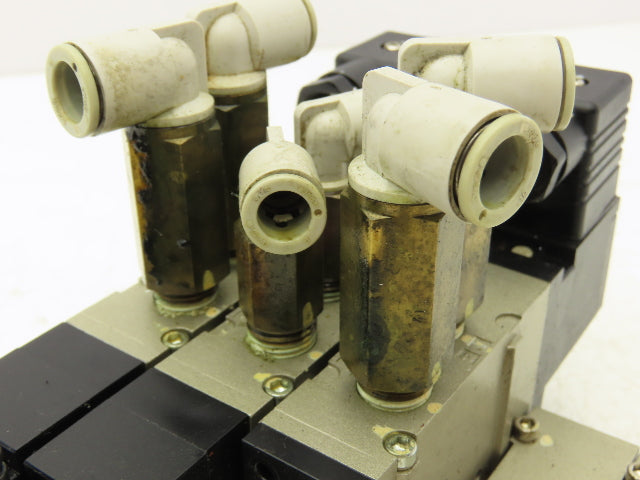SMC VFS2320-5D-02-XD1 Pneumatic 5 Station Manifold Bank w 3 Solenoid Valves