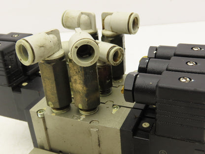 SMC VFS2320-5D-02-XD1 Pneumatic 5 Station Manifold Bank w 3 Solenoid Valves