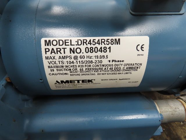 Ametek DR454R58M Vacuum Pump Degassing Holding Tank 100 gal 1.5HP 115V 1PH