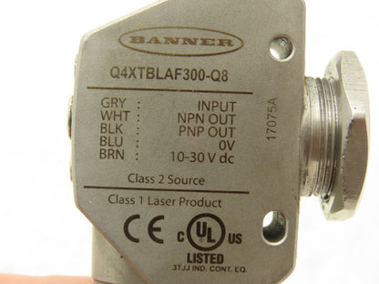 Banner Q4XTBLAF300-Q8 Photoelectric Laser Proximity Sensor 10-30VDC 5 Pin M12