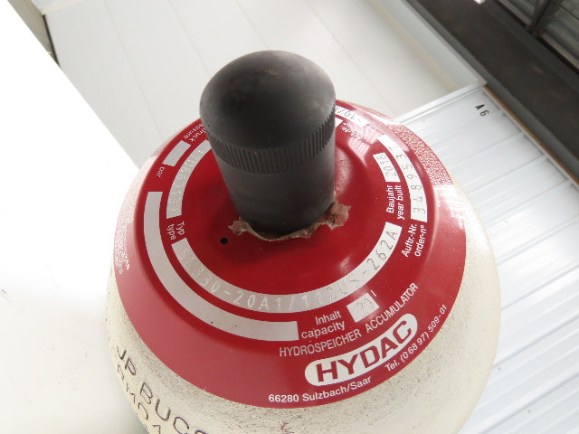 Hydac SB330-20A1/112US-262A Bladder Accumulator 3800psi 20L 5Gal Shut-off Valve