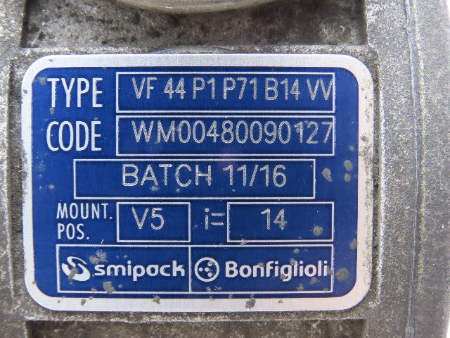 Bonfiglioli BN71B4 Gearmotor .45kw 230/480V 14:1 Ratio Hollow Shaft VF44P1P71B14