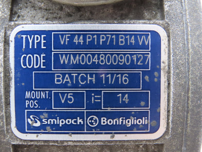 Bonfiglioli BN71B4 Gearmotor .45kw 230/480V 14:1 Ratio Hollow Shaft VF44P1P71B14