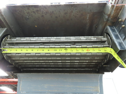 Enomoto MA-400H 23"x 7' 4"L Chip Conveyor 20"Belt 41"Infeed 47-52"H 230V 3PH