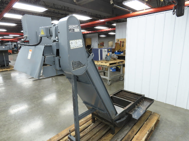 Enomoto MA-400H 23"x 7' 4"L Chip Conveyor 20"Belt 41"Infeed 47-52"H 230V 3PH