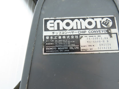 Enomoto MA-400H 23"x 7' 4"L Chip Conveyor 20"Belt 41"Infeed 47-52"H 230V 3PH