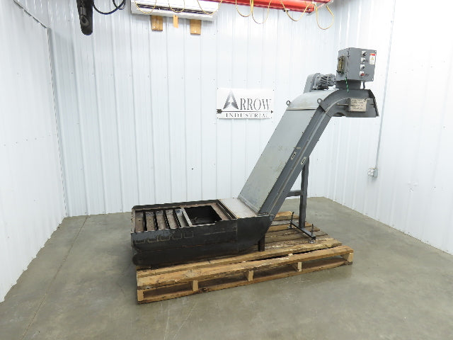 Enomoto MA-400H 23"x 7' 4"L Chip Conveyor 20"Belt 41"Infeed 47-52"H 230V 3PH