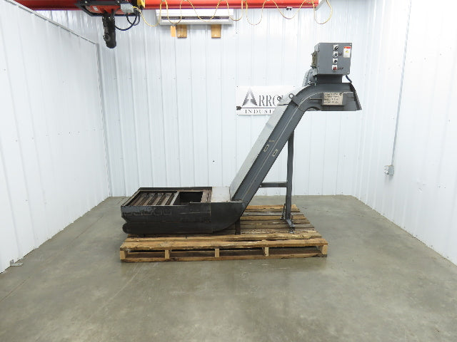 Enomoto MA-400H 23"x 7' 4"L Chip Conveyor 20"Belt 41"Infeed 47-52"H 230V 3PH