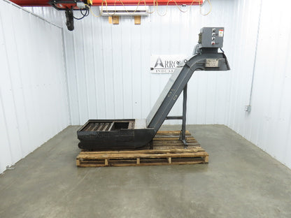 Enomoto MA-400H 23"x 7' 4"L Chip Conveyor 20"Belt 41"Infeed 47-52"H 230V 3PH