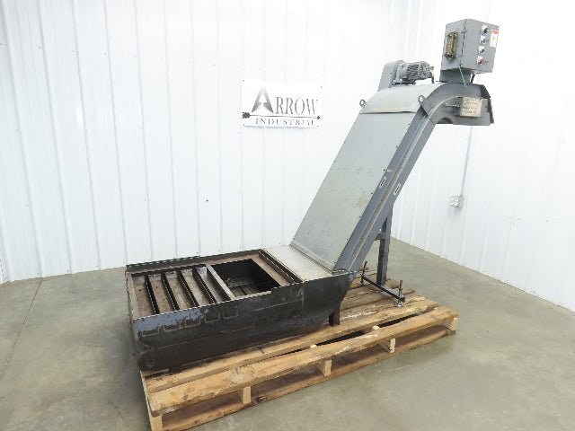 Enomoto MA-400H 23"x 7' 4"L Chip Conveyor 20"Belt 41"Infeed 47-52"H 230V 3PH