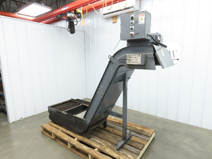 Enomoto MA-400H 23"x 7' 4"L Chip Conveyor 20"Belt 41"Infeed 47-52"H 230V 3PH