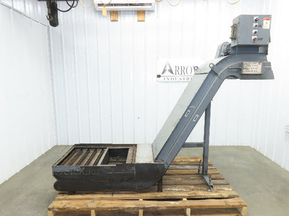 Enomoto MA-400H 23"x 7' 4"L Chip Conveyor 20"Belt 41"Infeed 47-52"H 230V 3PH