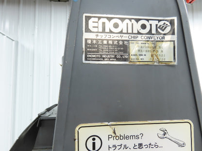 Enomoto MA-400H 23"x 7' 4"L Chip Conveyor 20"Belt 41"Infeed 47-52"H 230V 3PH