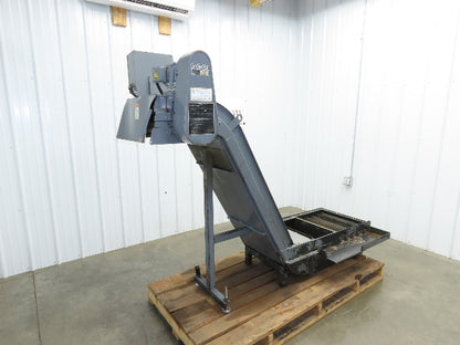 Enomoto MA-400H 23"x 7' 4"L Chip Conveyor 20"Belt 41"Infeed 47-52"H 230V 3PH