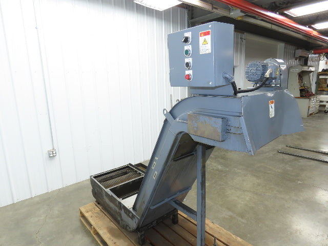 Enomoto MA-400H 23"x 7' 4"L Chip Conveyor 20"Belt 41"Infeed 47-52"H 230V 3PH