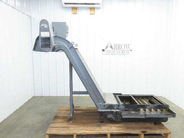 Enomoto MA-400H 23"x 7' 4"L Chip Conveyor 20"Belt 41"Infeed 47-52"H 230V 3PH