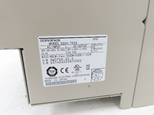 Yaskawa SGDH1EDE Servopack Servo Amplifier Drive 15kW 0-480V Out 3Ph 380-480V In