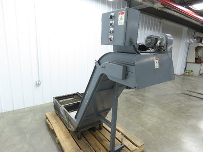 Enomoto MA-400H 23"x 7' 4"L Chip Conveyor 20"Belt 41"Infeed 47-52"H 230V 3PH