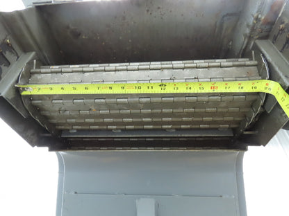 Enomoto MA-400H 23"x 7' 4"L Chip Conveyor 20"Belt 41"Infeed 47-52"H 230V 3PH