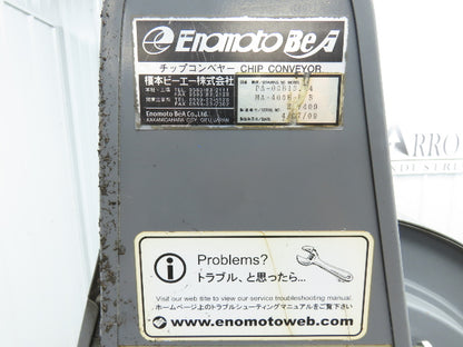 Enomoto MA-400H 23"x 7' 4"L Chip Conveyor 20"Belt 41"Infeed 47-52"H 230V 3PH