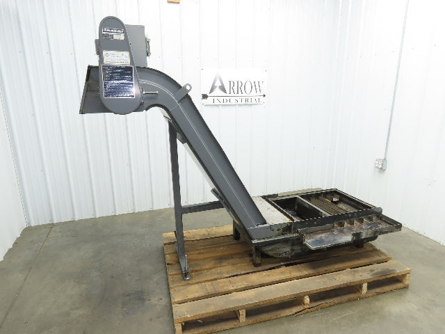 Enomoto MA-400H 23"x 7' 4"L Chip Conveyor 20"Belt 41"Infeed 47-52"H 230V 3PH