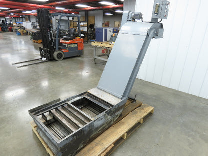 Enomoto MA-400H 23"x 7' 4"L Chip Conveyor 20"Belt 41"Infeed 47-52"H 230V 3PH
