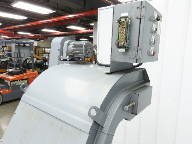 Enomoto MA-400H 23"x 7' 4"L Chip Conveyor 20"Belt 41"Infeed 47-52"H 230V 3PH