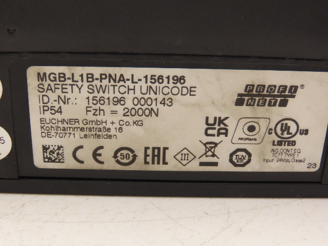 Euchner MGB-L1B-PNA-L-156196 Guard Locking/Guard-Lock-Monitoring System W Handle