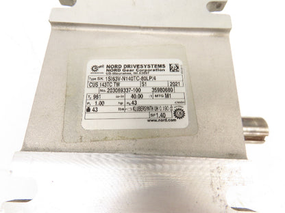 Nord Gearmotor 40:1 Reducer 1Hp 43.25rpm 230/460V 3PH 143TC Hollow Shaft