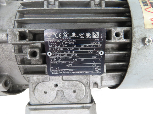 Nord Gearmotor 40:1 Reducer 1Hp 43.25rpm 230/460V 3PH 143TC Hollow Shaft