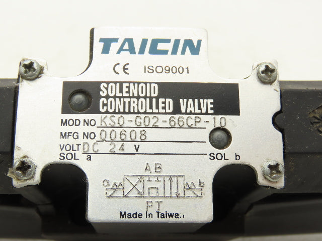 Taicin KS0-G02-66CP-10 Hydraulic Directional Control Solenoid Valve 24VDC Coil