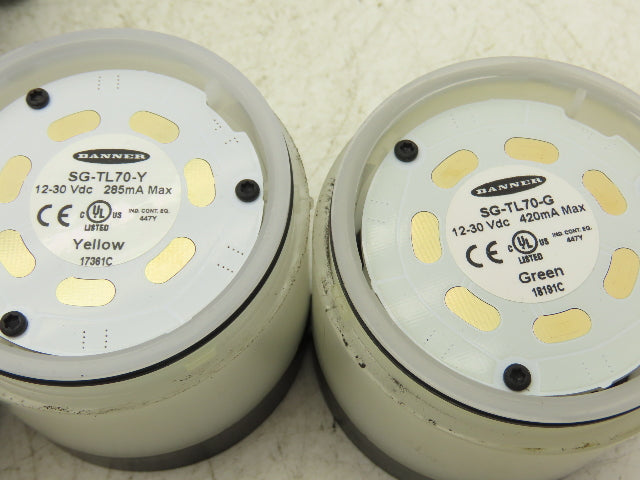 Banner TL70GYRB 70mm LED Tower Light Green Yellow Red Blue Dip Switch 12-30VDC