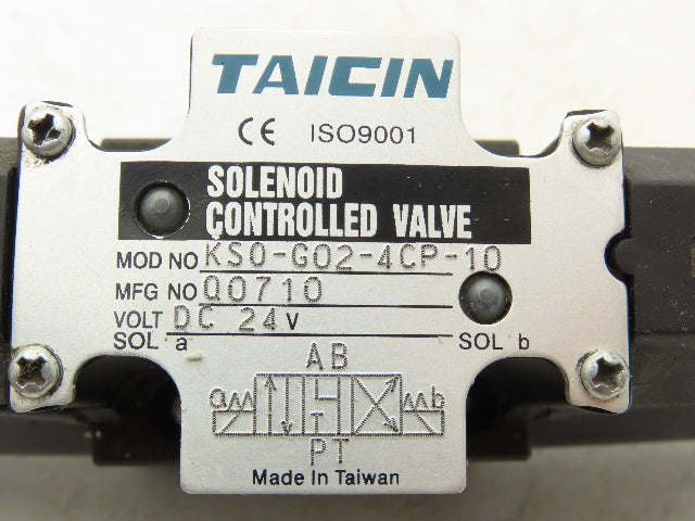 Taicin KS0-G02-4CP-10 Hydraulic Directional Control Solenoid Valve 24VDC Coil