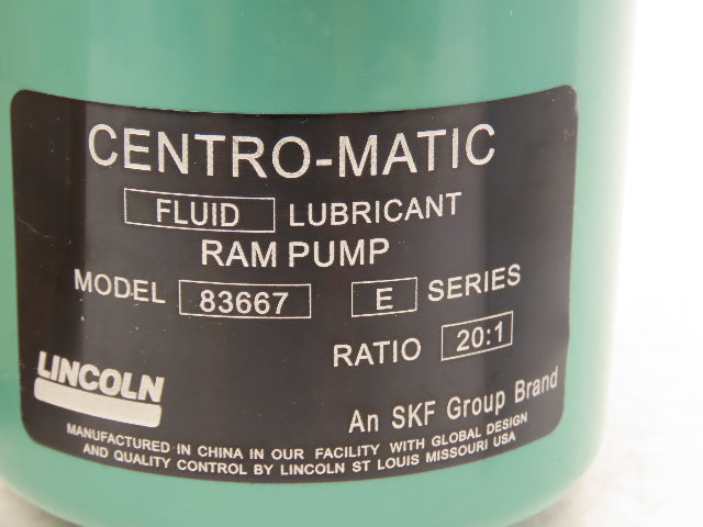 Lincoln 83667 Centro-Matic Pneumatic Ram Pump 20:1 Grease Lubricator 1/4" NPT