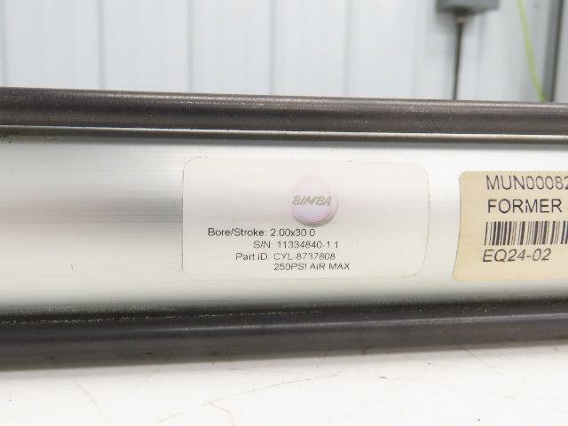 Bimba CYL-8737808 Pneumatic Air Cylinder 2" Bore 29-1/2" 5/8" Rod Stroke 250 PSI