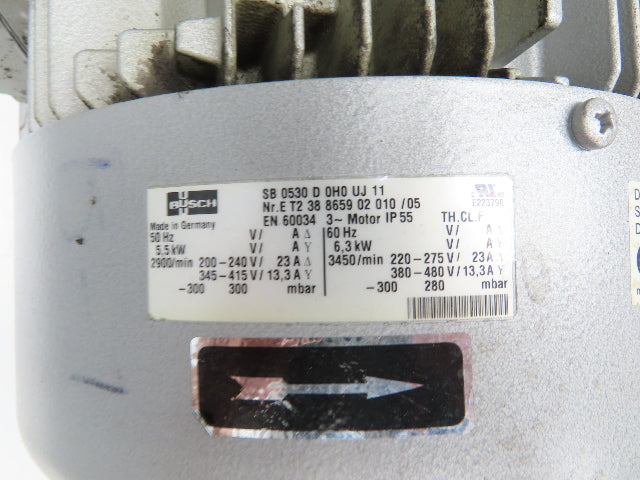 Busch SB 0530 D 0H0 UJ 11 Side Channel Vacuum Blower 6.3kW 230/480V 3PH