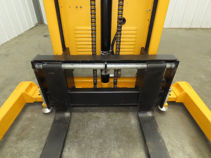 Uline H-2651 Straddle Pallet Stacker Forklift 2200 lb 63" 12V Lift Manual Push
