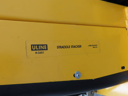 Uline H-2651 Straddle Pallet Stacker Forklift 2200 lb 63" 12V Lift Manual Push