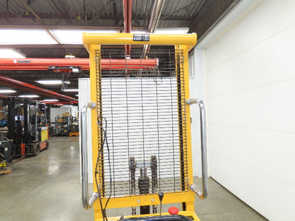 Uline H-2651 Straddle Pallet Stacker Forklift 2200 lb 63" 12V Lift Manual Push
