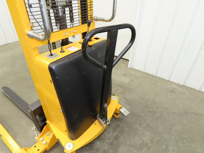 Uline H-2651 Straddle Pallet Stacker Forklift 2200 lb 63" 12V Lift Manual Push