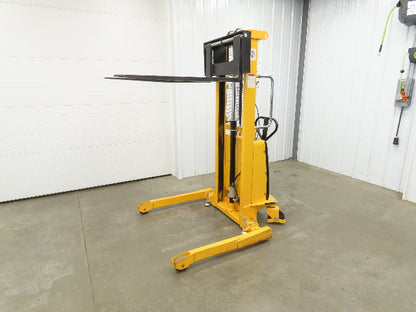 Uline H-2651 Straddle Pallet Stacker Forklift 2200 lb 63" 12V Lift Manual Push