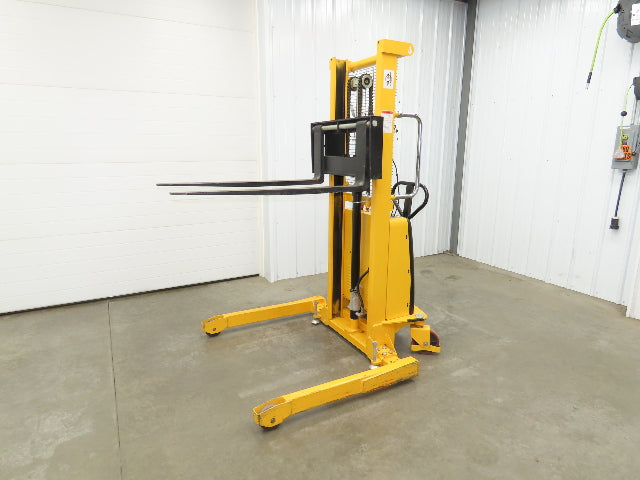 Uline H-2651 Straddle Pallet Stacker Forklift 2200 lb 63" 12V Lift Manual Push