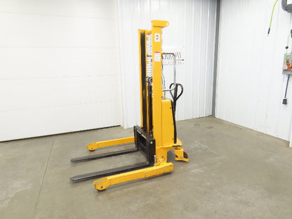 Uline H-2651 Straddle Pallet Stacker Forklift 2200 lb 63" 12V Lift Manual Push