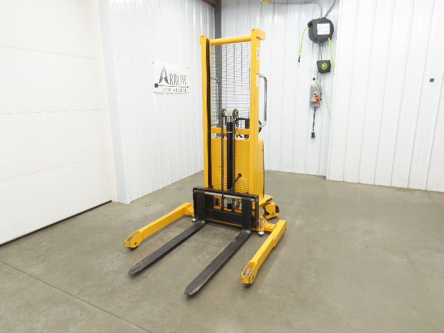 Uline H-2651 Straddle Pallet Stacker Forklift 2200 lb 63" 12V Lift Manual Push
