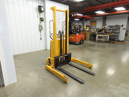 Uline H-2651 Straddle Pallet Stacker Forklift 2200 lb 63" 12V Lift Manual Push