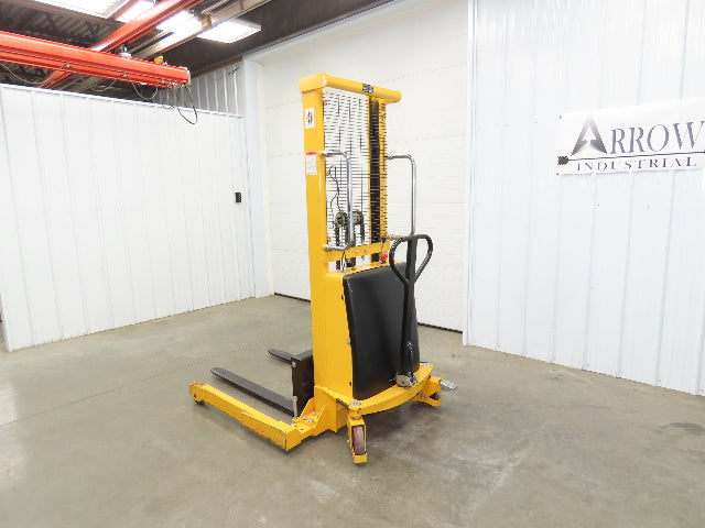 Uline H-2651 Straddle Pallet Stacker Forklift 2200 lb 63" 12V Lift Manual Push