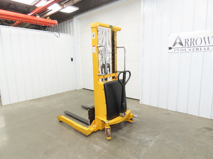 Uline H-2651 Straddle Pallet Stacker Forklift 2200 lb 63" 12V Lift Manual Push