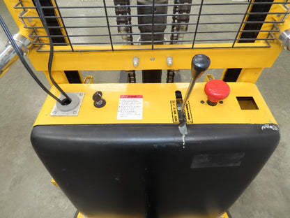 Uline H-2651 Straddle Pallet Stacker Forklift 2200 lb 63" 12V Lift Manual Push