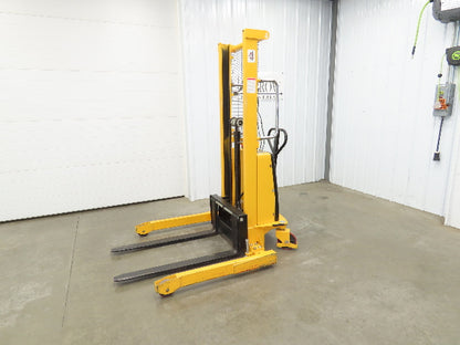 Uline H-2651 Straddle Pallet Stacker Forklift 2200 lb 63" 12V Lift Manual Push