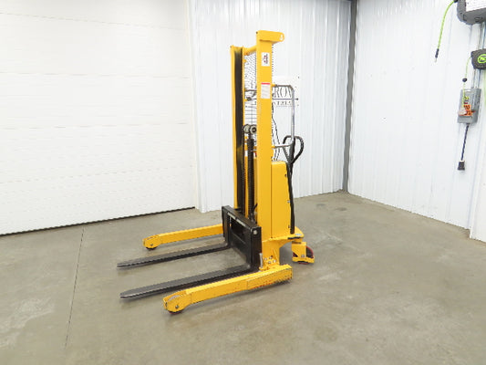 Uline H-2651 Straddle Pallet Stacker Forklift 2200 lb 63" 12V Lift Manual Push